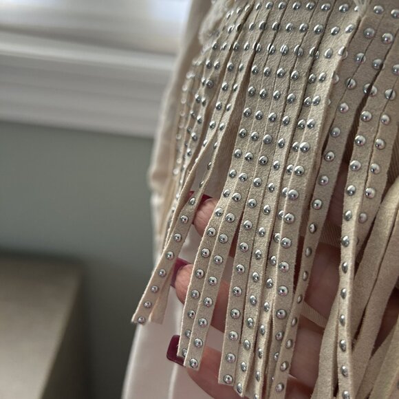 NIKKI LUND  fringe oversized jacket - natural, Size SMALL, NWT - Picture 8 of 13